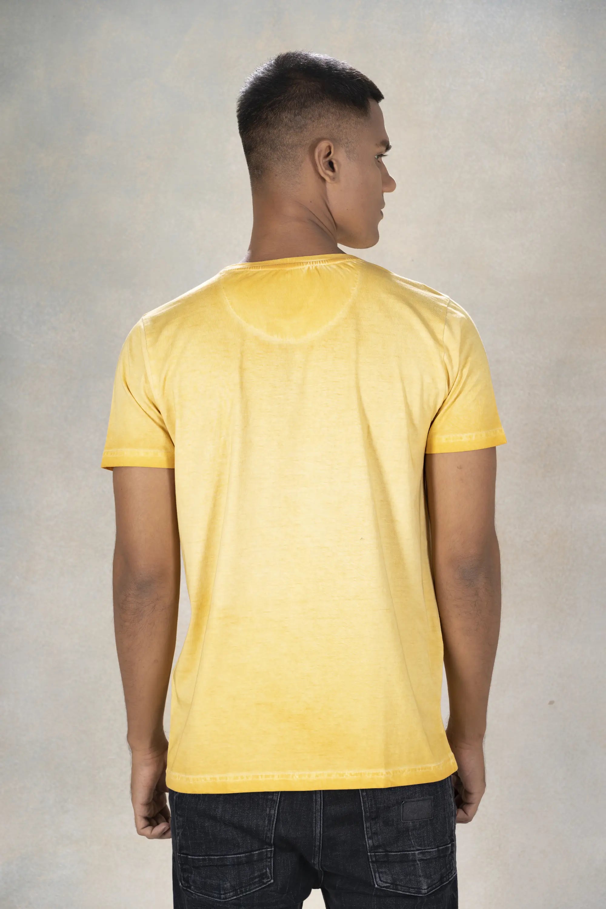 Mens Round Neck Cool Pigment Dyed T-Shirt Inego #color_Mineral Yellow
