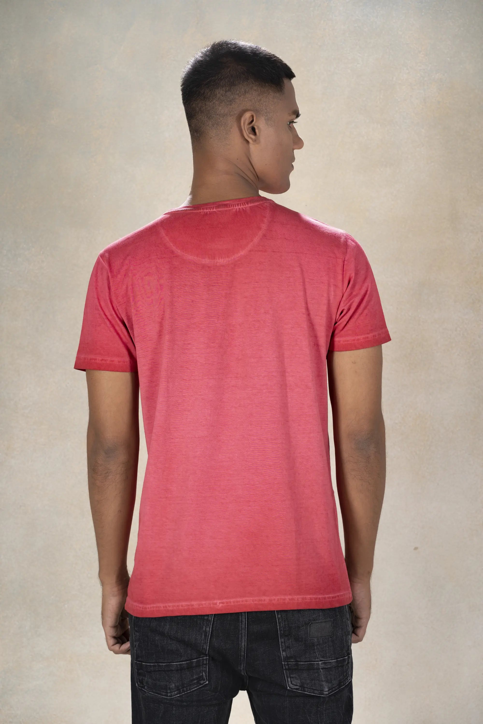Mens Round Neck Cool Pigment Dyed T-Shirt Inego #color_Spice Red