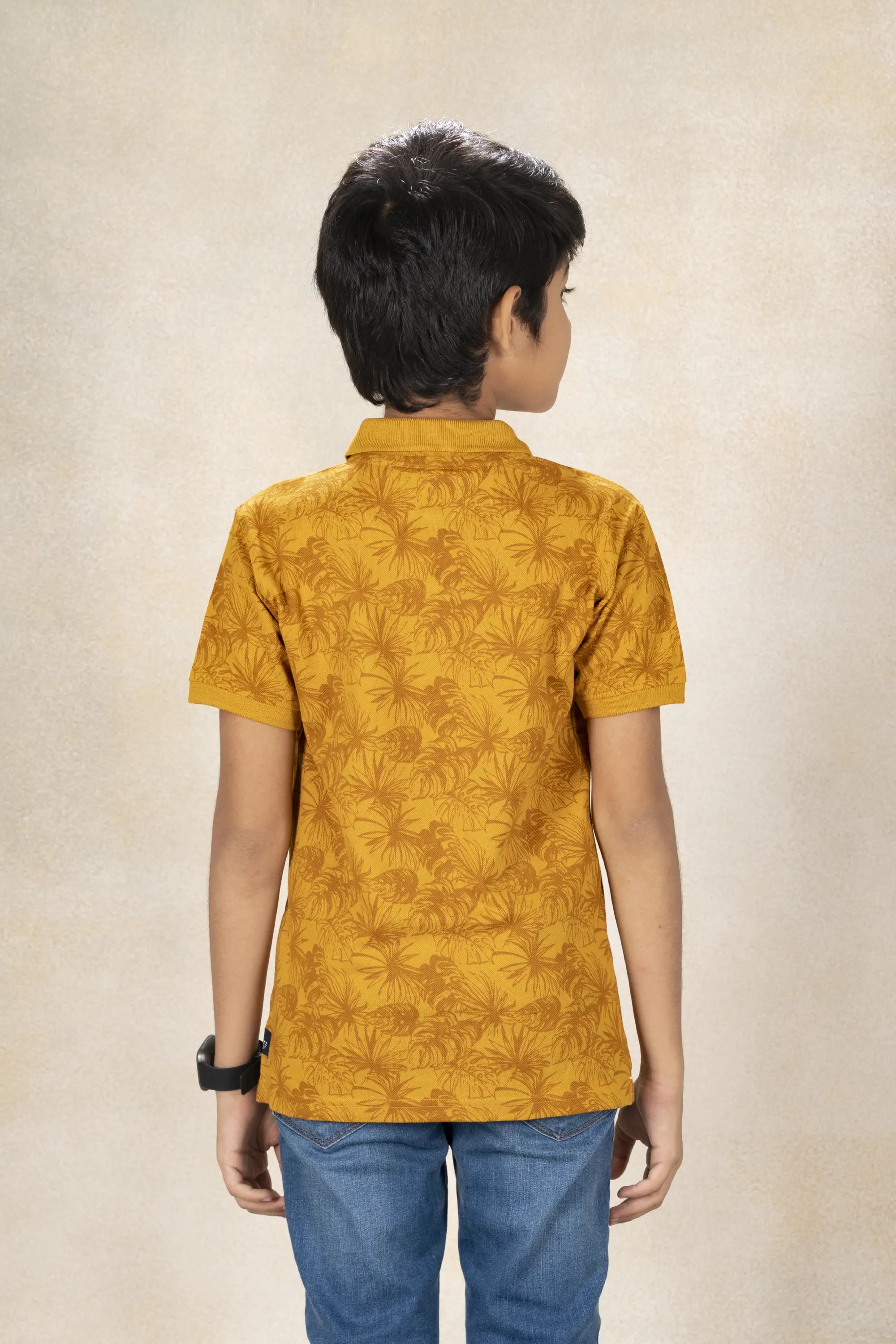 Boys Polo Printed T-Shirt MR YEZZ #color_Mineral Yellow