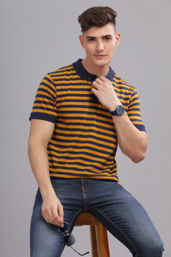 Men’s Striped Cotton Polo T-Shirt