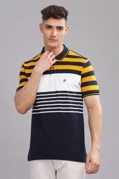Men’s Striped Cotton Piqué Polo T-Shirt