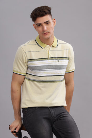 Men’s Striped Cotton Piqué Polo T-Shirt