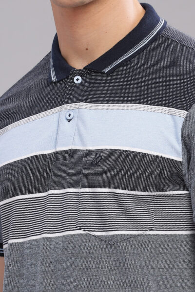 Men’s Striped Cotton Piqué Polo – Green Leaf & Clear Sky - CLEAR SKY, XXL