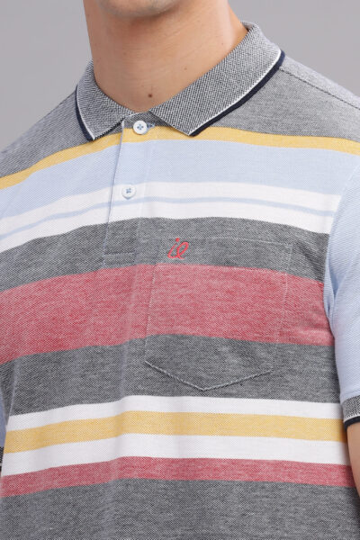 Men’s Striped Cotton Piqué Polo – Light Blue & Light Green - LIGHT BLUE, XXL