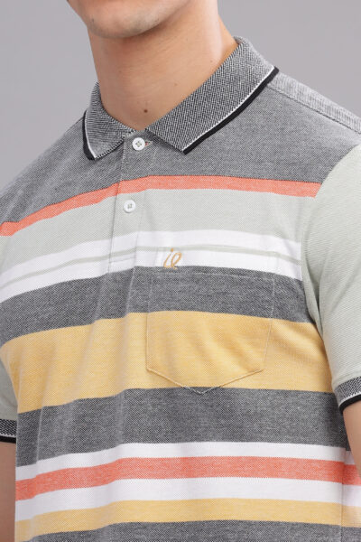 Men’s Striped Cotton Piqué Polo – Light Blue & Light Green - LIGHT GREEN, XXL