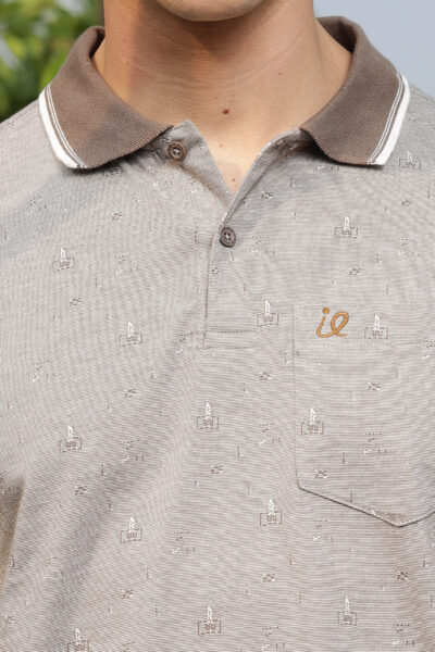 Men’s Jacquard Cotton Polo – Navy & Dark Moss - DARK MOSE, XXL