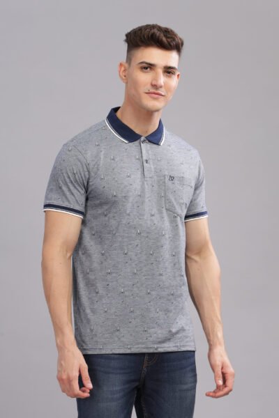 Men’s Jacquard Cotton Polo – Navy & Dark Moss - NAVY, XXL