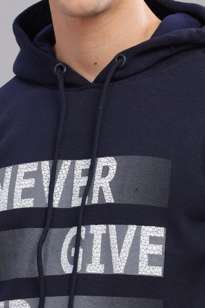 Men’s Cotton-Rich Fleece Hoodie – Deep Navy & Black Clay - DEEP NAVY, XXL