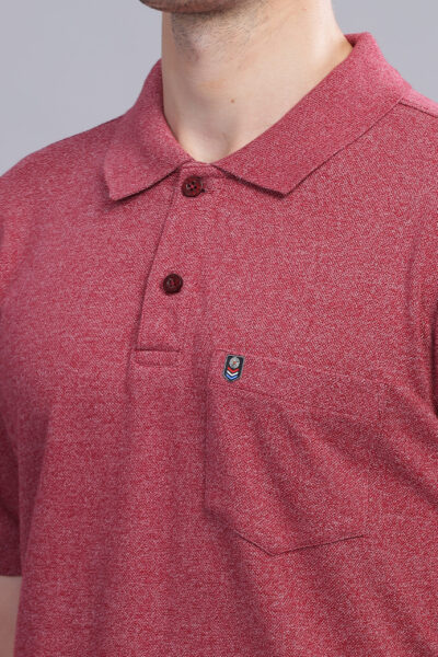 Men’s Melange Cotton Polo – Multi-Colour Collection - MAROON MEL, XXL