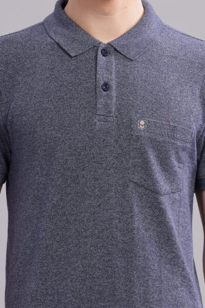 Men’s Melange Cotton Polo – Multi-Colour Collection - NAVY MEL, XXL