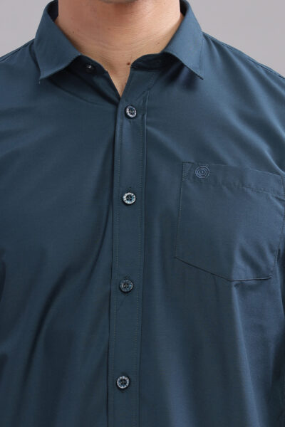 Men’s Raymond Cotton Solid Long Sleeve Shirt with Pocket Embroidery – Multi-Colour Edition - TEAL GREEN, L