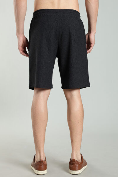 Men’s Popcorn-Texture Cotton Shorts with Rubber Badge – Black, Off-White & Navy