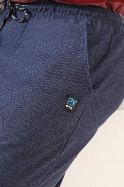 Men’s Popcorn-Texture Cotton Shorts with Rubber Badge – Black, Off-White & Navy - NAVY, XXL