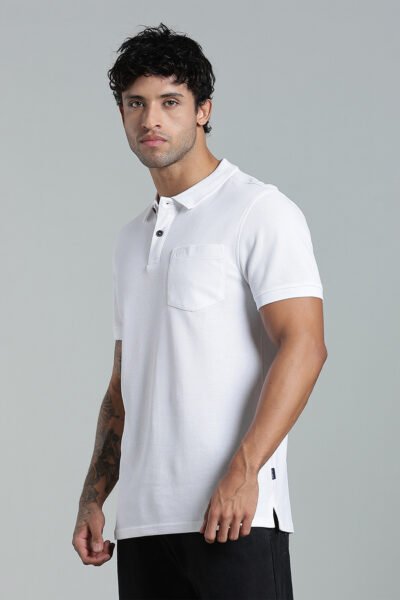 Men’s Combed Piqué Cotton Polo with Pocket Embroidery – Multi-Colour Edition - WHITE, XXL