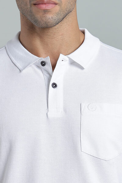 Men’s Combed Piqué Cotton Polo with Pocket Embroidery – Multi-Colour Edition - WHITE, XXL