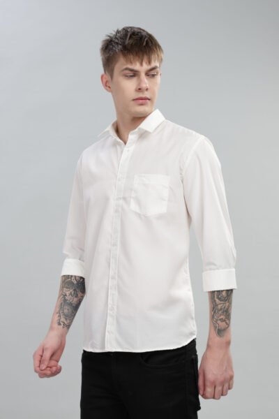 Men’s Cotton-Rich Solid Long Sleeve Shirt with Pocket Embroidery – Five Colour Options - PEACH, XXL
