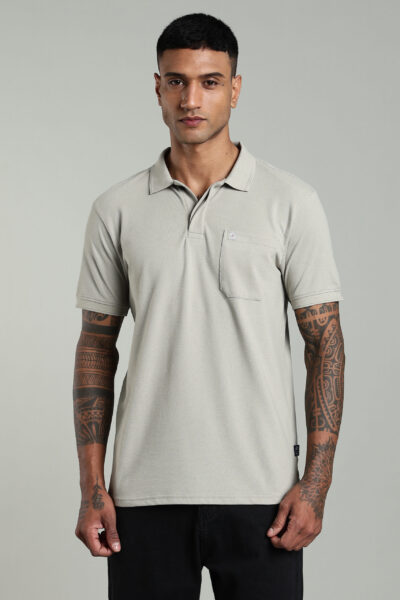 Men’s Cotton-Rich Pique Polo T-Shirt with HD Logo & AOP Yoke Design – Agate Grey, Navy & Wine
