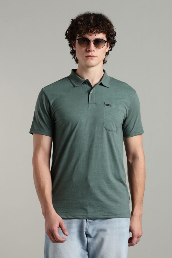 Men’s Premium Cotton-Rich Slub Polo T-Shirt with Woven Pocket Label