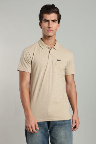 Men’s Premium Cotton-Rich Slub Polo T-Shirt with Woven Pocket Label 2