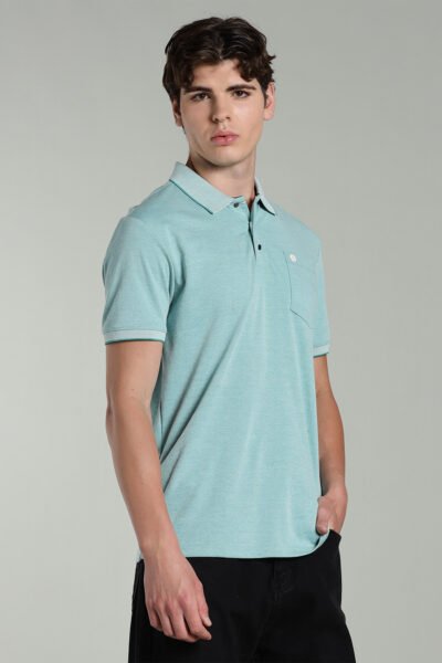 Men’s Cotton-Rich Birdseye Polo T-Shirt with Pocket & HD Logo - TEAL GREEN, L