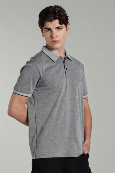 Men’s Cotton-Rich Birdseye Polo T-Shirt with Contrast Tipping & HD Chest Print - BLACK, XXL