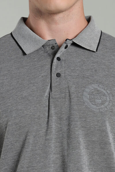 Men’s Cotton-Rich Birdseye Polo T-Shirt with Contrast Tipping & HD Chest Print - BLACK, XXL