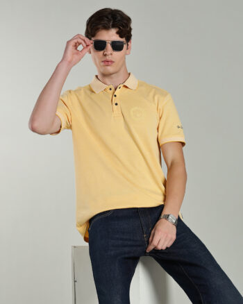 Men’s Cotton-Rich Birdseye Polo T-Shirt with Contrast Tipping & HD Chest Print