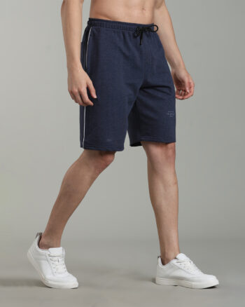 Men’s Fine Loopknit Comfort Shorts with HD Thigh Print – Airforce Blue & Anthra Melange
