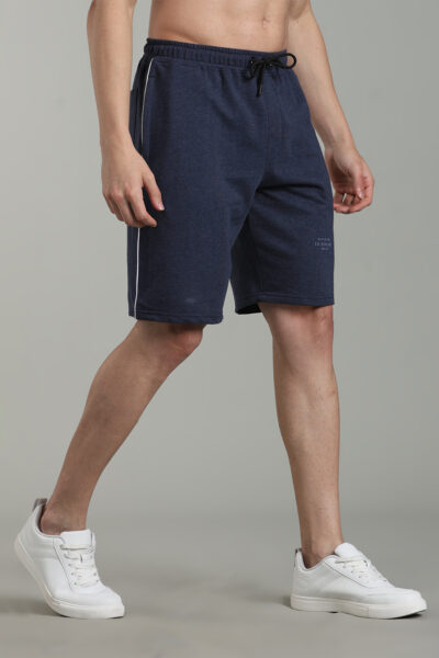 Men’s Fine Loopknit Comfort Shorts with HD Thigh Print – Airforce Blue & Anthra Melange