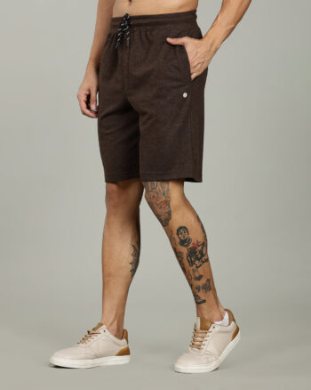 Men’s Luxury Modal Interlock Shorts with Zipper Pocket & HD Logo – Port, Charcoal, Brown & Oatmeal