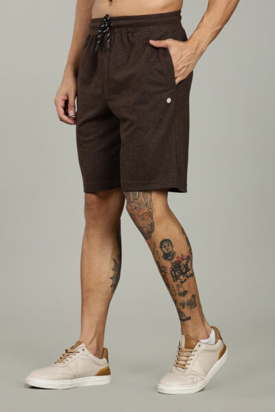 Men’s Luxury Modal Interlock Shorts with Zipper Pocket & HD Logo – Port, Charcoal, Brown & Oatmeal