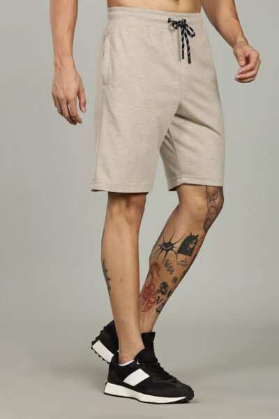 Men’s Luxury Modal Interlock Shorts with Zipper Pocket & HD Logo – Port, Charcoal, Brown & Oatmeal - OATMEAL, XXL