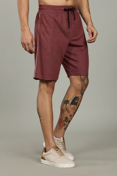 Men’s Luxury Modal Interlock Shorts with Zipper Pocket & HD Logo – Light Grey, Berry & Olive - BERRY, XXL