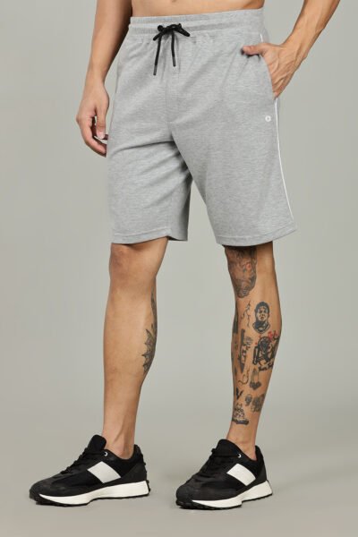 Men’s Luxury Modal Interlock Shorts with Zipper Pocket & HD Logo – Light Grey, Berry & Olive - LIGHT GREY, XXL