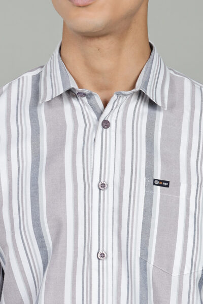 Men’s Vertical Striped Woven Long Sleeve Shirt – Green & Burgundy - BURGUNDY, XXL