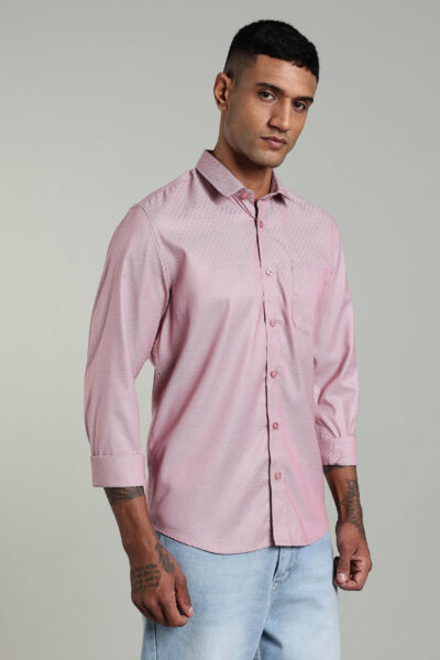 Men’s Premium Jacquard Long Sleeve Shirt – Maroon & Dark Blue