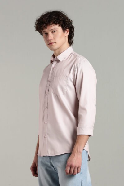 Men’s Oxford Weave Solid Long Sleeve Shirt with Logo Detail – Blue, Pink & Brown - BROWN, XXL