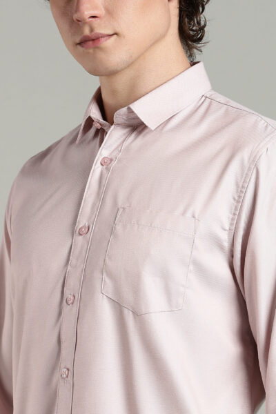 Men’s Oxford Weave Solid Long Sleeve Shirt with Logo Detail – Blue, Pink & Brown - BROWN, XXL