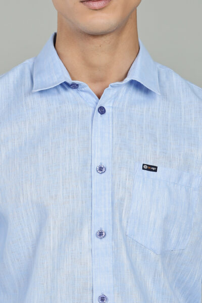 Men’s Premium Cotton Slub Long Sleeve Shirt – Regular Fit - LIGHT BLUE, XXL