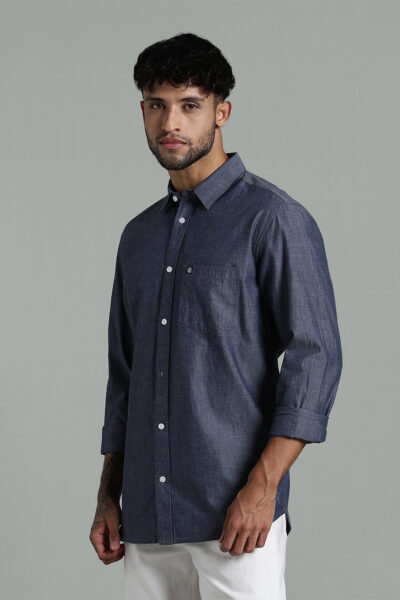 Men’s Premium Cotton Slub Long Sleeve Shirt – Regular Fit