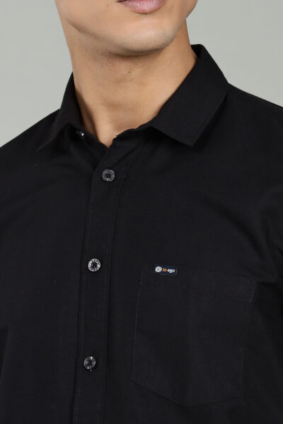 Men’s Cotton-Rich Poplin Solid Long Sleeve Shirt – Lilac, Black & Maroon - BLACK, XXL