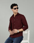 Men’s Cotton-Rich Poplin Solid Long Sleeve Shirt – Lilac, Black & Maroon