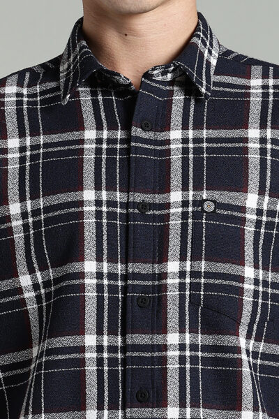 Men’s 100% Cotton Dobby Checked Short Sleeve Shirt – Black & White - BLACK, XXL