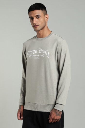 Men’s Premium Graphic Sweatshirt with Ribbed Neck Comfort – Bottle Green, Mossy Stone & Oak