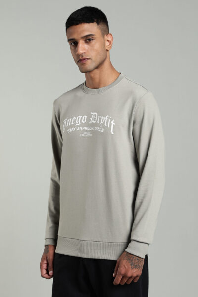 Men’s Premium Graphic Sweatshirt with Ribbed Neck Comfort – Bottle Green, Mossy Stone & Oak