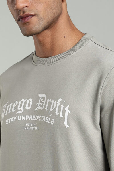 Men’s Premium Graphic Sweatshirt with Ribbed Neck Comfort – Bottle Green, Mossy Stone & Oak - MOSSY STONE, XXL