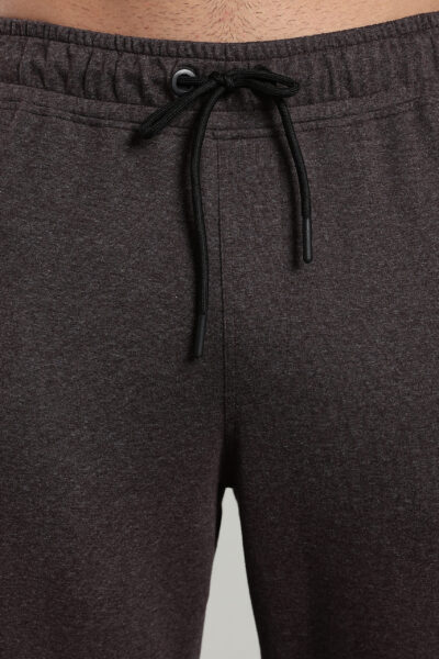 Men’s Fine Loop Knit Track Pants with Zipper Pocket & Printed Detail – Airforce Blue, Anthra Melange & Brown - BROWN, XXL