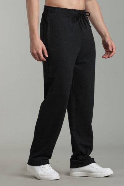 Men’s Fine Loop Knit Track Pants with Zipper Pocket & Printed Detail – Airforce Blue, Anthra Melange & Brown - ANTHRA MEL, XXL