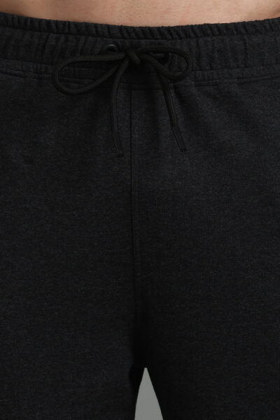 Men’s Fine Loop Knit Track Pants with Zipper Pocket & Printed Detail – Airforce Blue, Anthra Melange & Brown - ANTHRA MEL, XXL