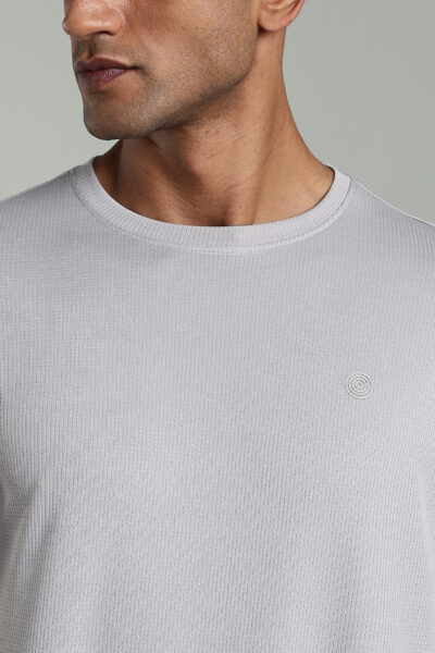 Men’s Active Wear Round Neck T-Shirt with HD Chest Badge – Multiple Colours - LIGHT GREY, XXL